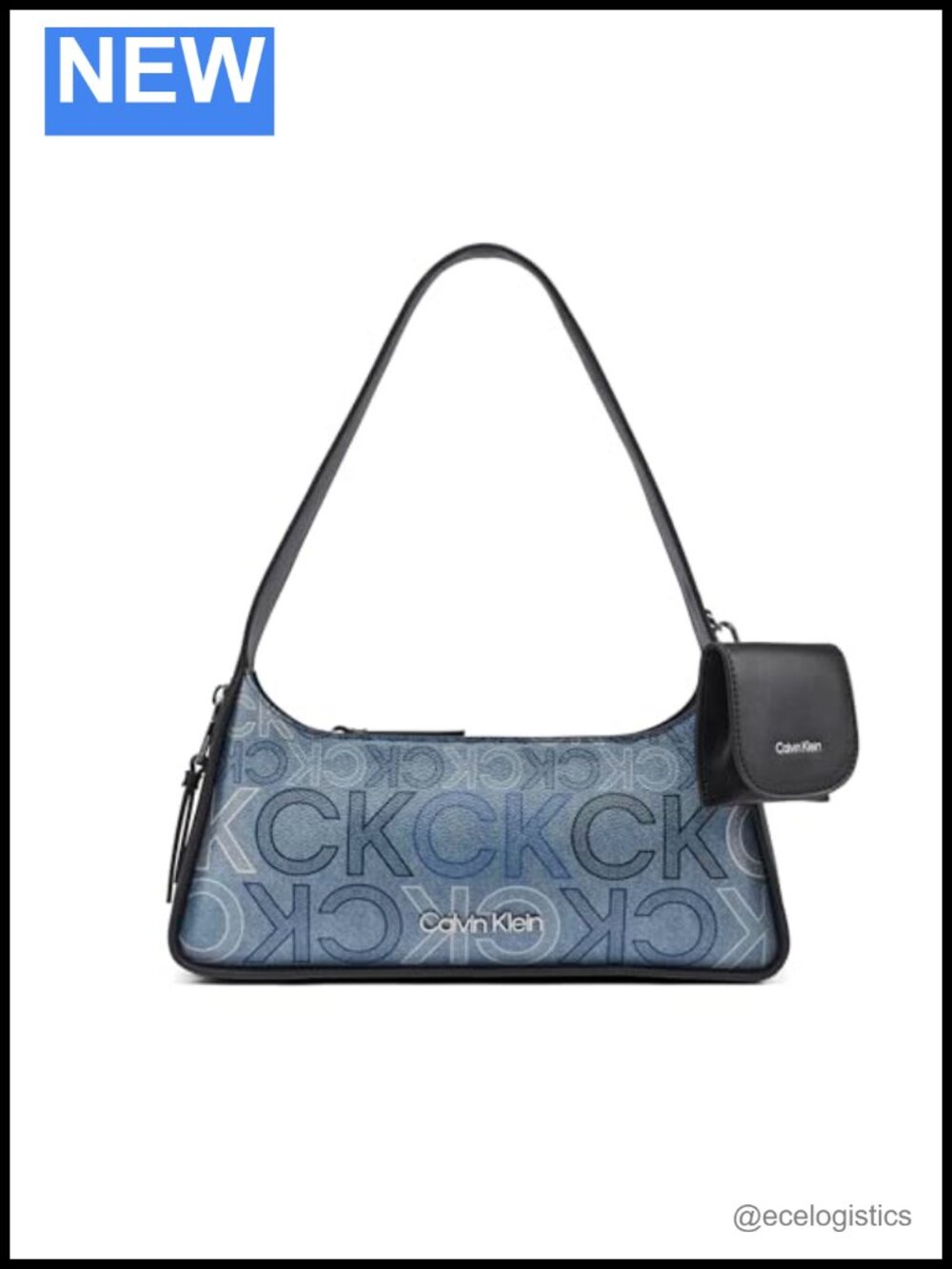 Calvin Klein Kyren East/West Top Zip Shoulder Bag Monogram PVC